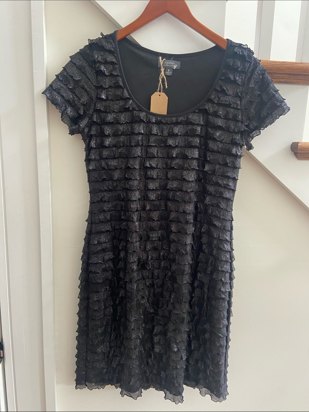 Patchington Black Ruffle Scoop-Neck Dress